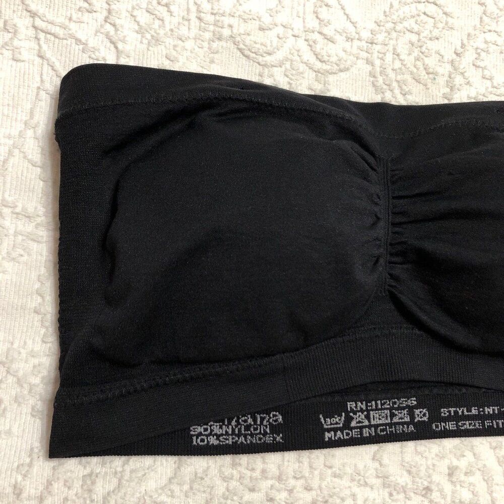 Zenana Strapless Padded Bra Nylon Black One Size Fits All - Picture 2 of 10
